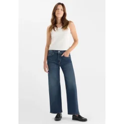 Jean droit femme bleu en coton Nora