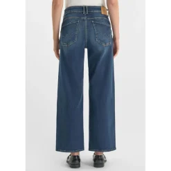 Jean droit femme bleu en coton Nora