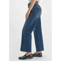 Jean droit femme bleu en coton Nora