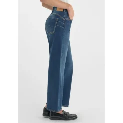Jean droit femme bleu en coton Nora