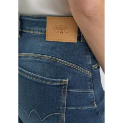 Jean droit femme bleu en coton Nora