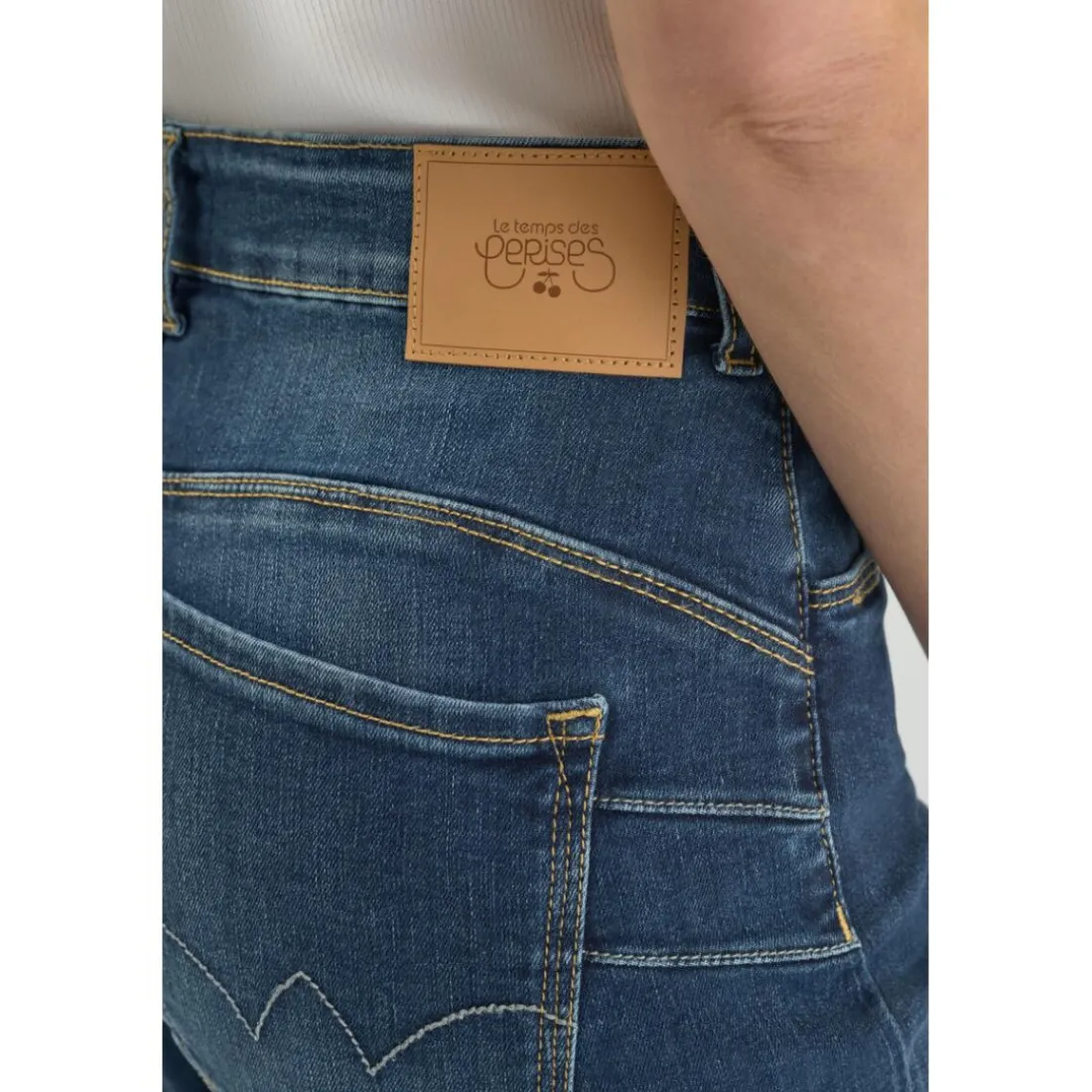 Jean droit femme bleu en coton Nora