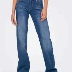 Jean Fit taille moyenne ONLBLUSH -Bleu bleu denim en coton Ora
