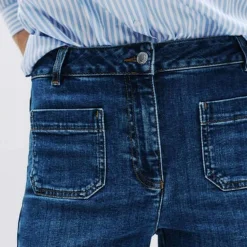 Jean flare bleu en coton