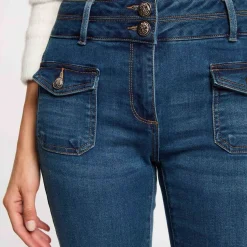 Jean flare Morgan bleu denim en coton