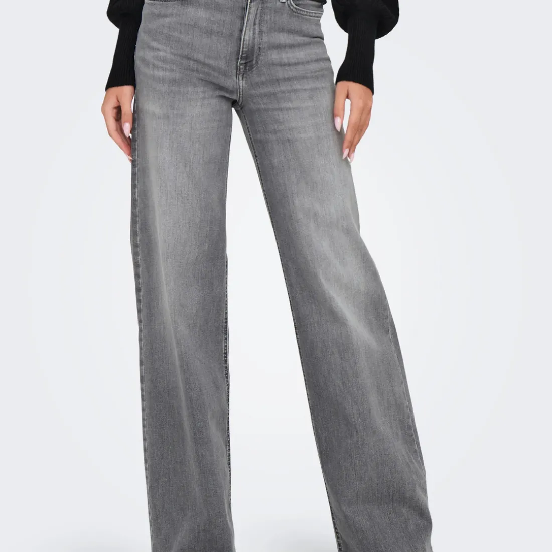 Jean Flare Taille haute ONLMADISON - Gris en coton Molly