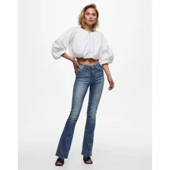 Jean flared bleu en coton Gaia