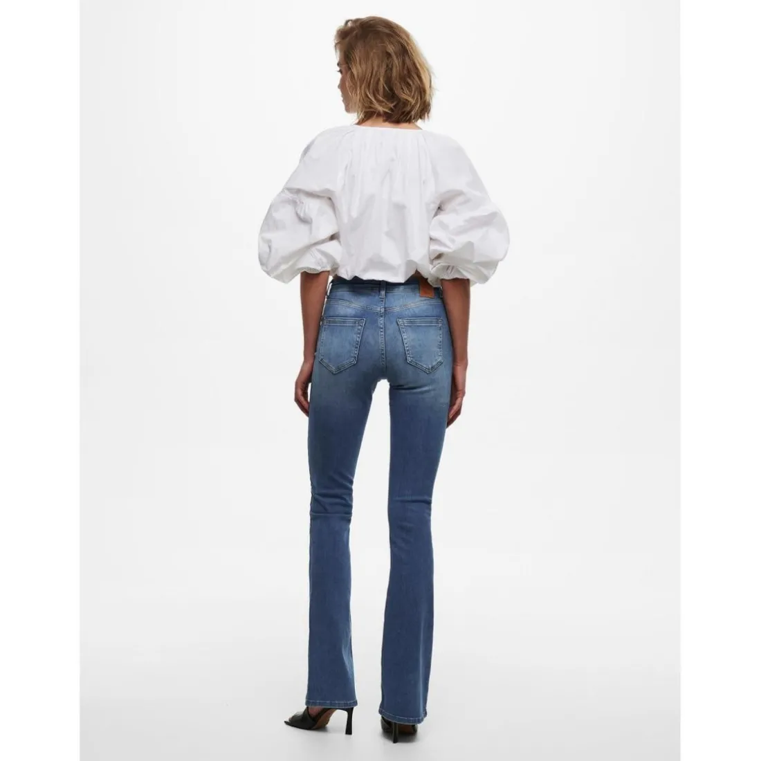 Jean flared bleu en coton Gaia