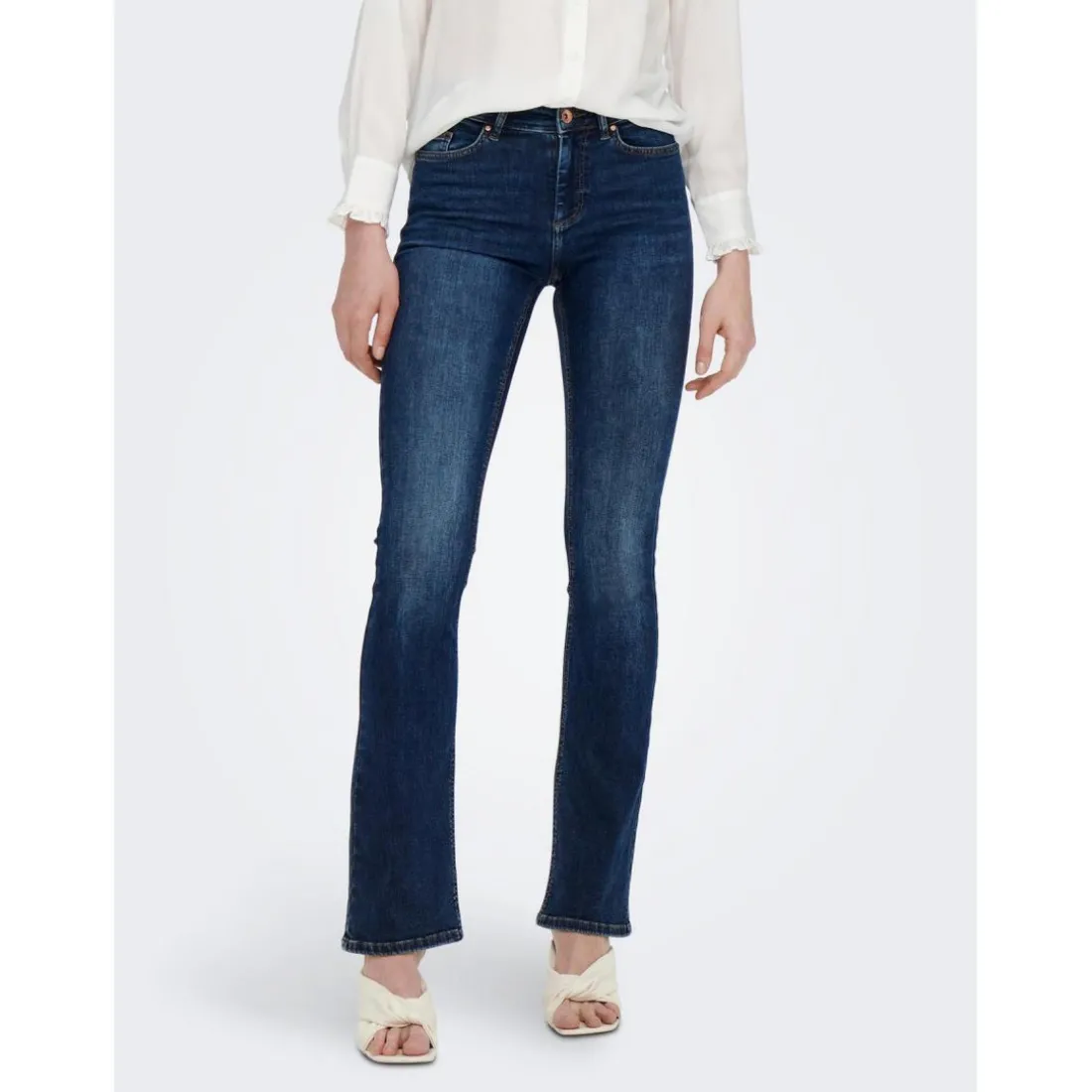 Jean flared bleu en coton Vera