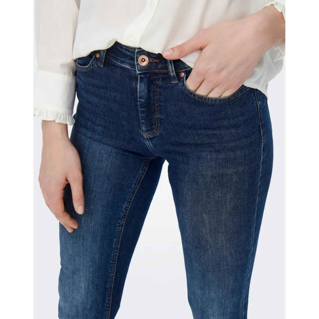 Jean flared bleu en coton Vera