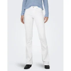 Jean flared taille moyenne blanc en coton Bella