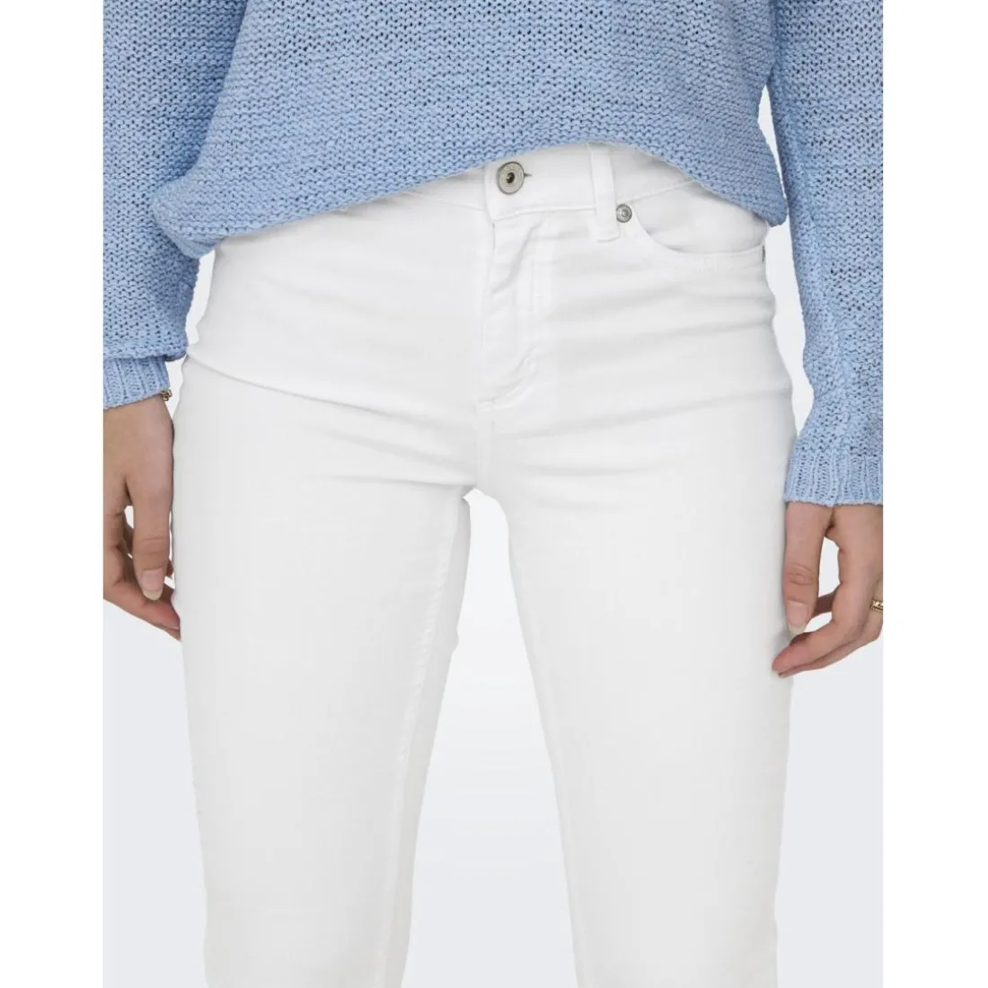 Jean flared taille moyenne blanc en coton Bella