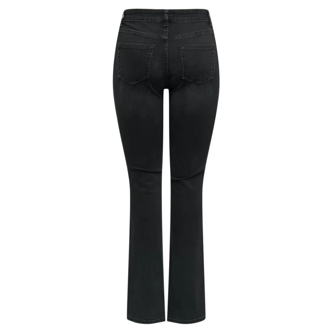 Jean flared taille moyenne noir en coton Léna