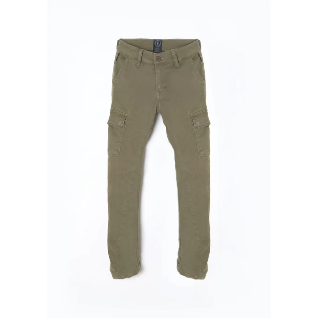 Jean garçon, tapered, longueur 34 kaki Jake en coton