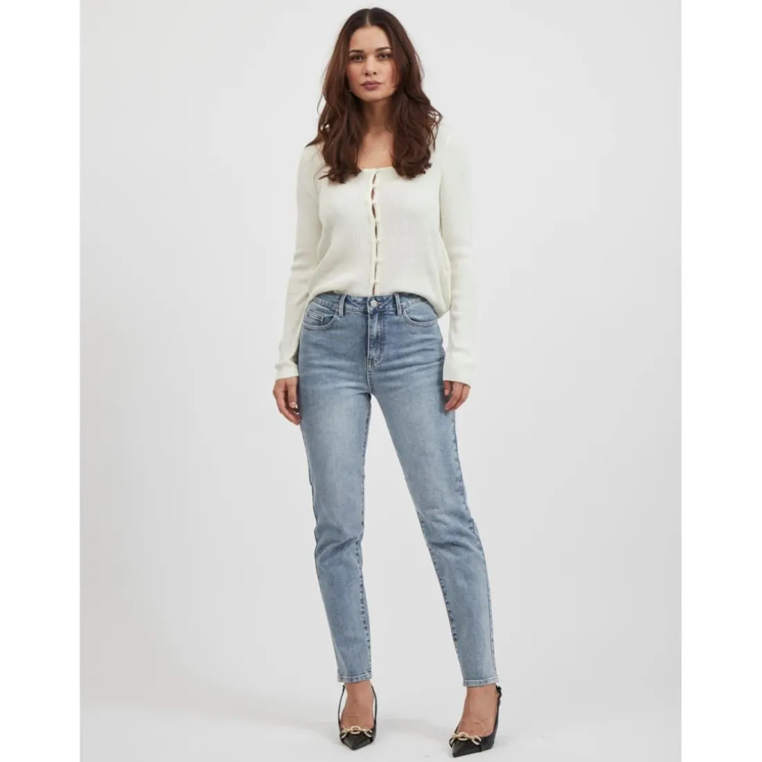 Jean mom bleu clair en coton