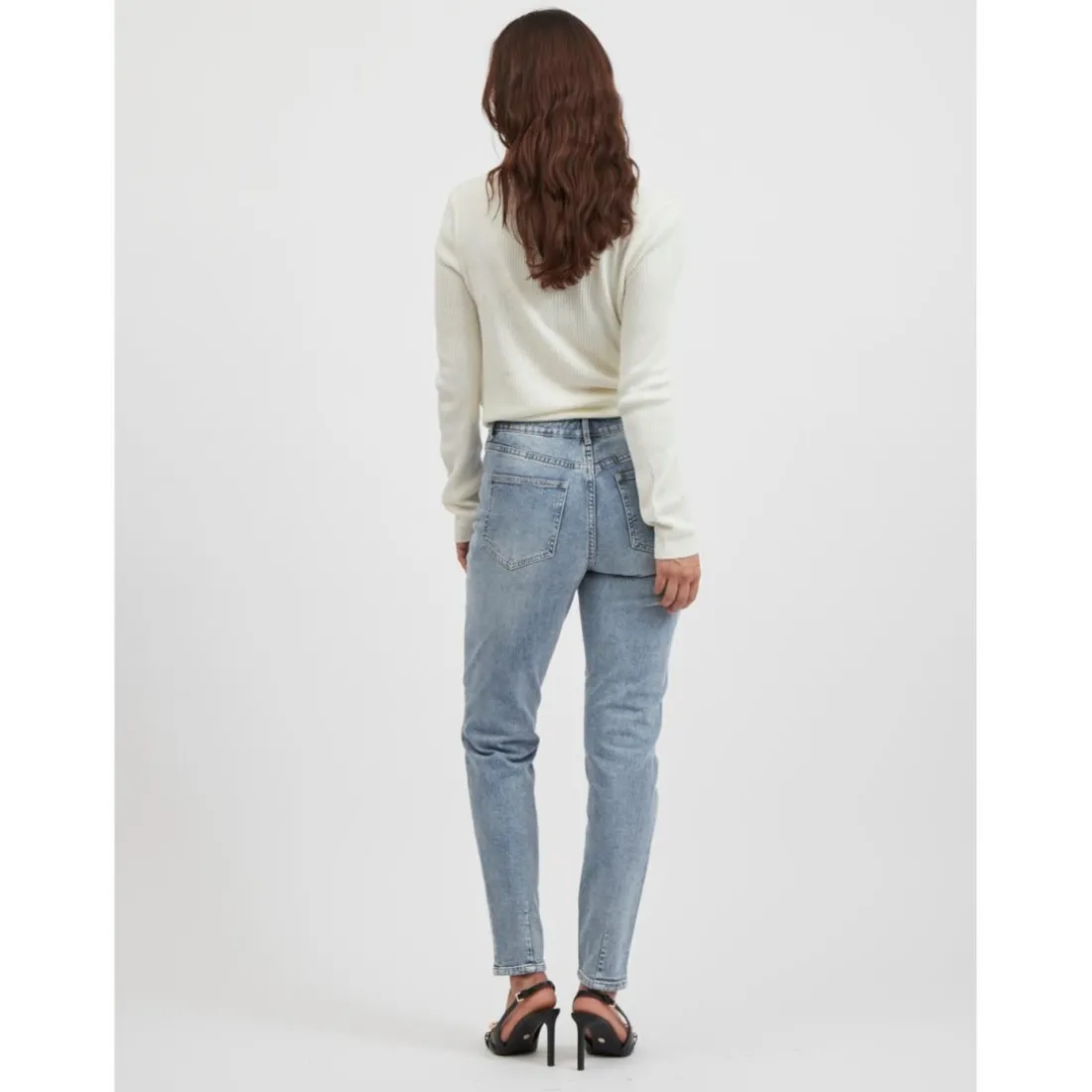 Jean mom bleu clair en coton