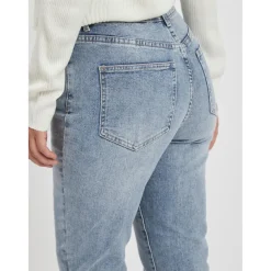 Jean mom bleu clair en coton