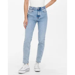 Jean mom Longueur cheville bleu en coton Julia
