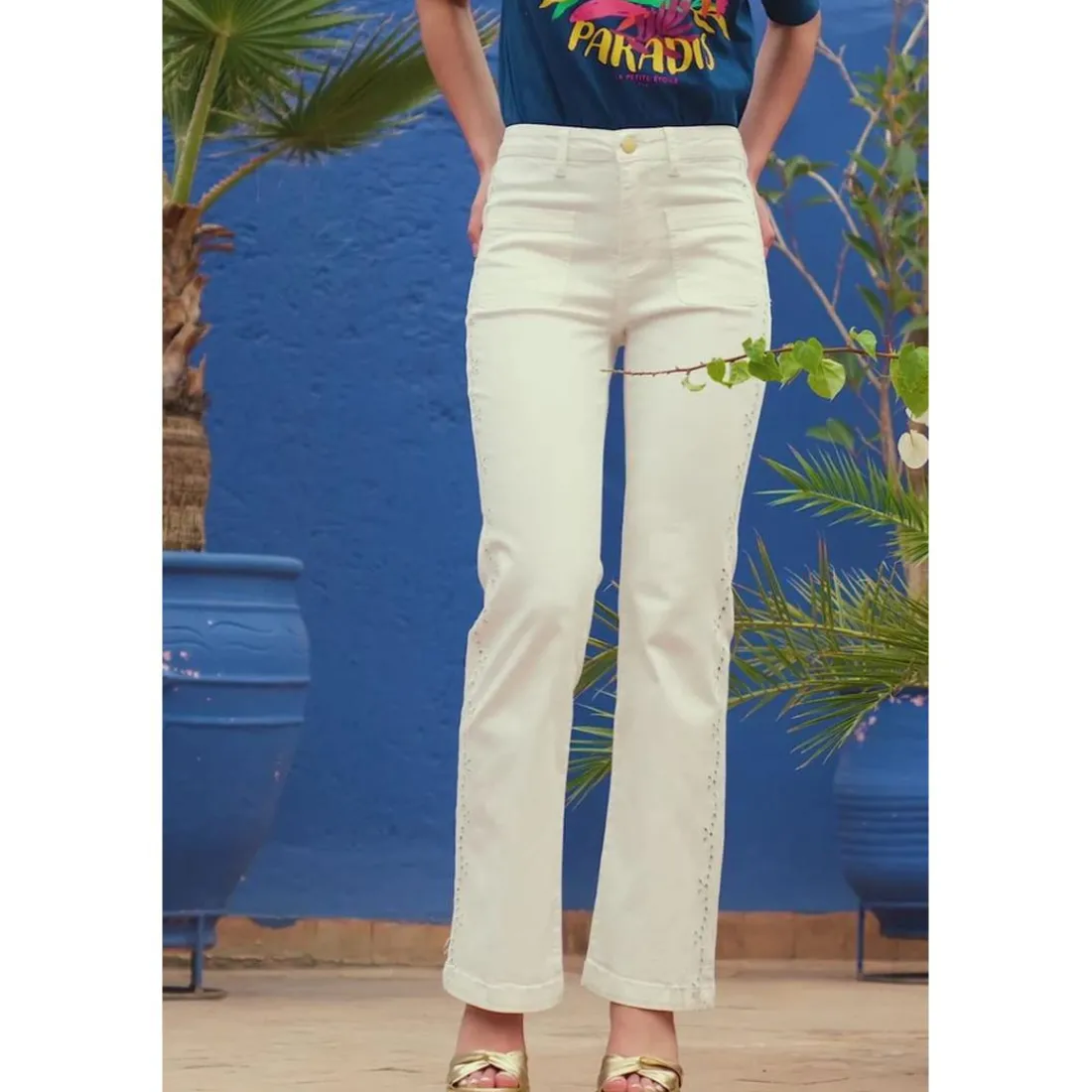 Jean POEMA blanc en coton