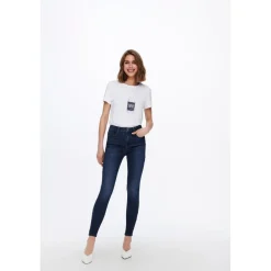 Jean skinny bleu en coton Elle