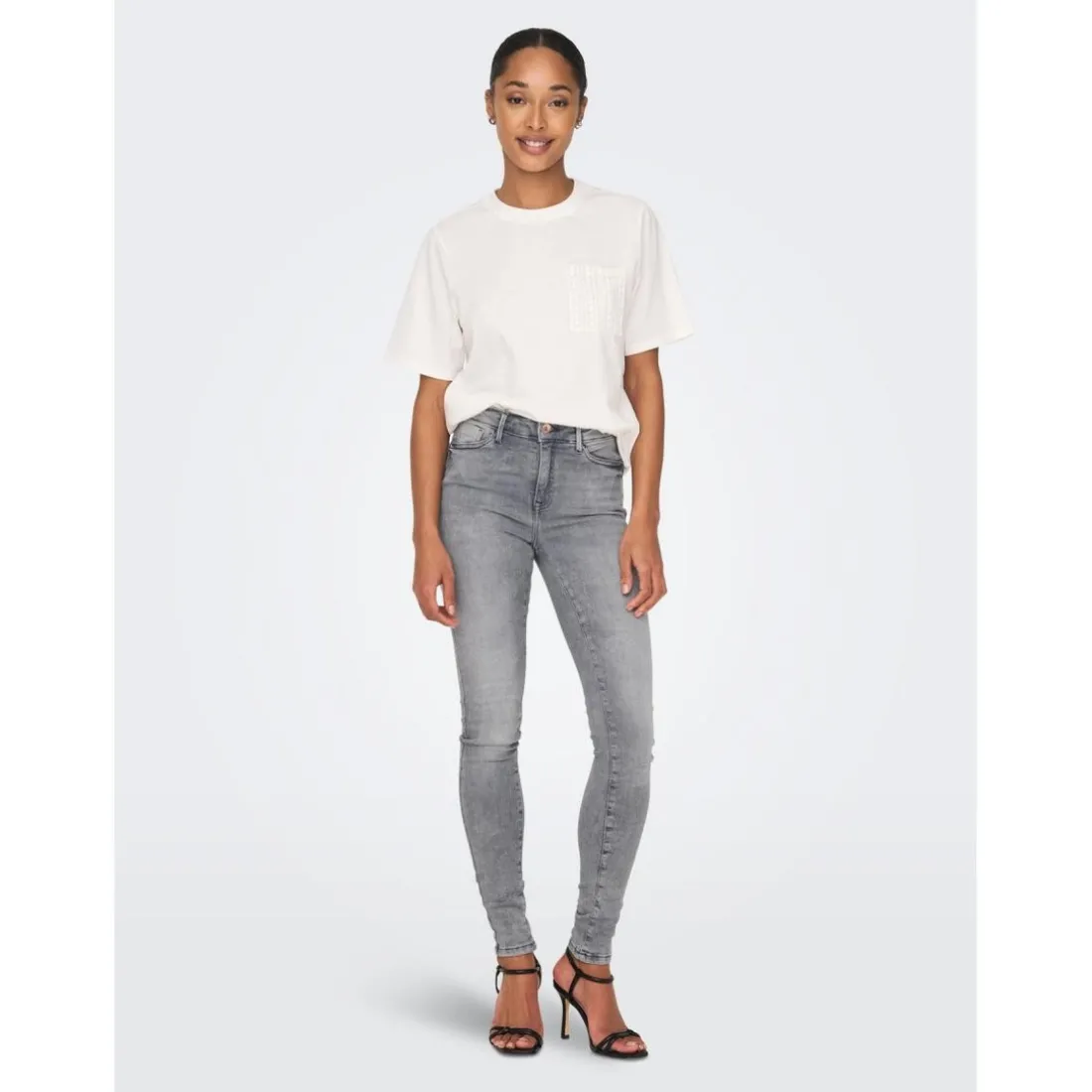 Jean skinny gris en coton Jade