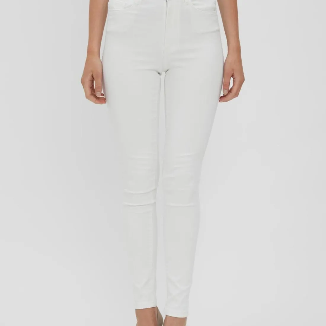 Jean skinny Skinny Fit Taille haute Longueur cheville blanc