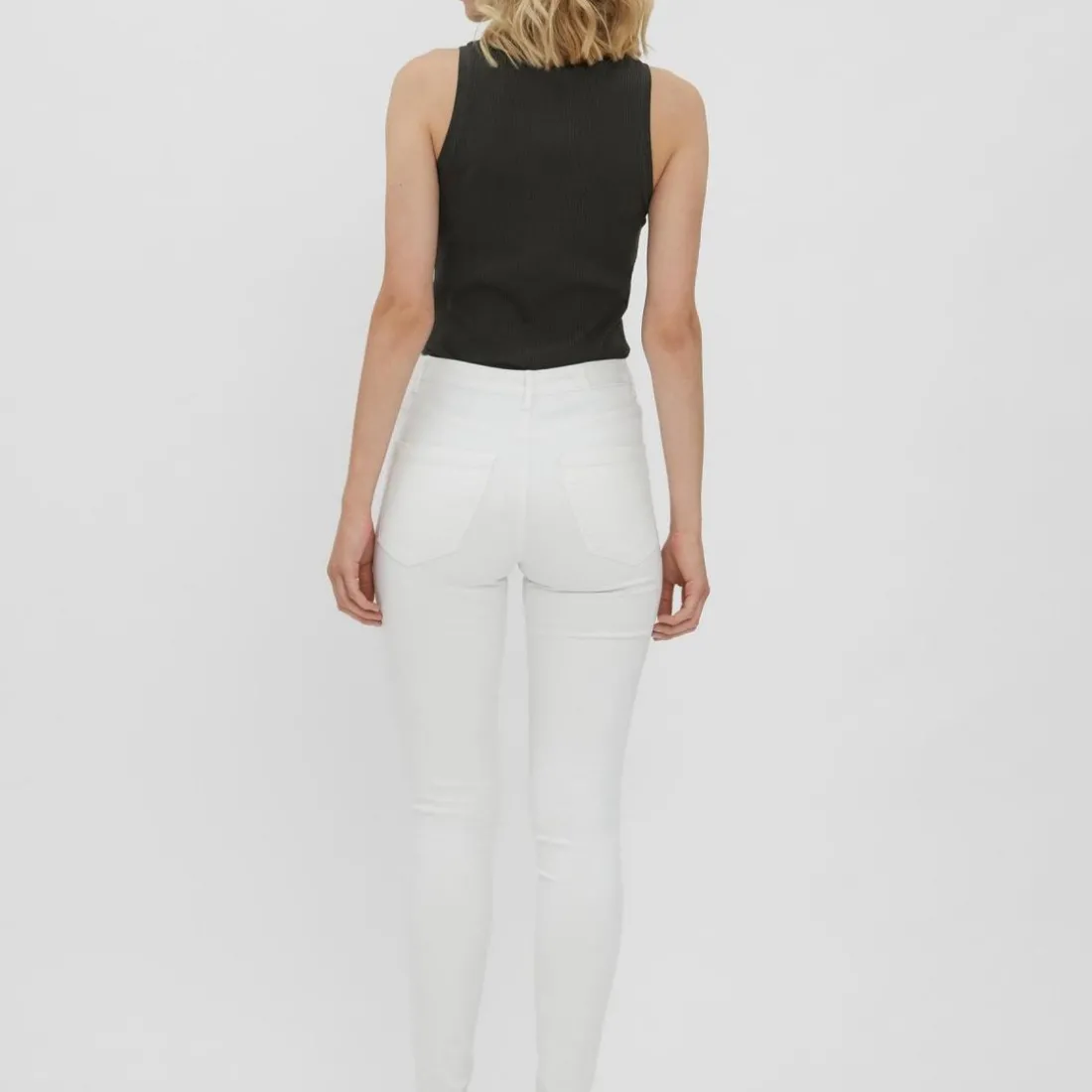 Jean skinny Skinny Fit Taille haute Longueur cheville blanc