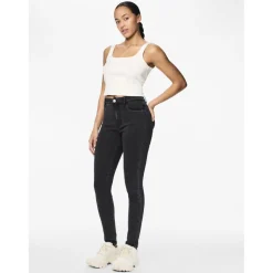 Jean skinny taille haute Dea gris en coton Fawn