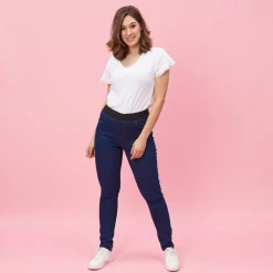 Jean taille élastique plane grandes tailles femme - bleu foncé