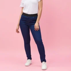 Jean taille élastique plane grandes tailles femme - bleu foncé