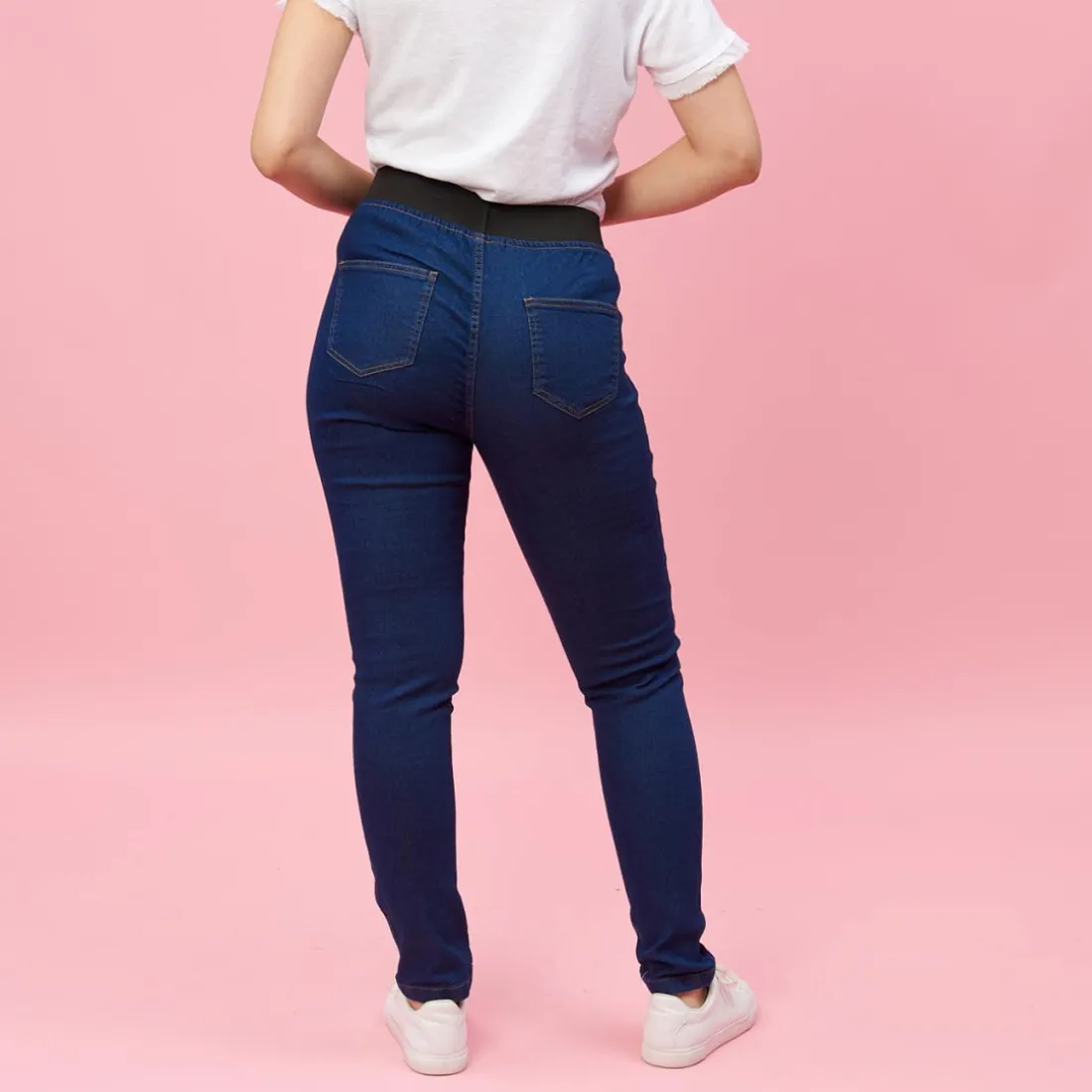 Jean taille élastique plane grandes tailles femme - bleu foncé