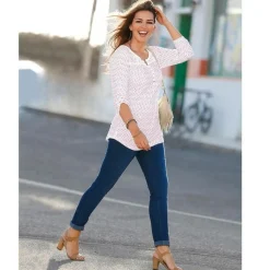 Jean taille élastique plane grandes tailles femme - Denim Foncé bleu