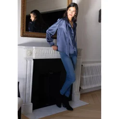 Jean étroit coupe 5 poches femme - Denim Bleu