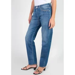 Jeans 400/17 mom BINH taille haute 7/8ème destroy bleu N°3 en coton Vivi