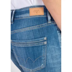 Jeans 400/17 mom BINH taille haute 7/8ème destroy bleu N°3 en coton Vivi