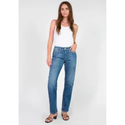 Jeans 400/17 mom BINH taille haute 7/8ème destroy bleu N°3 en coton Vivi