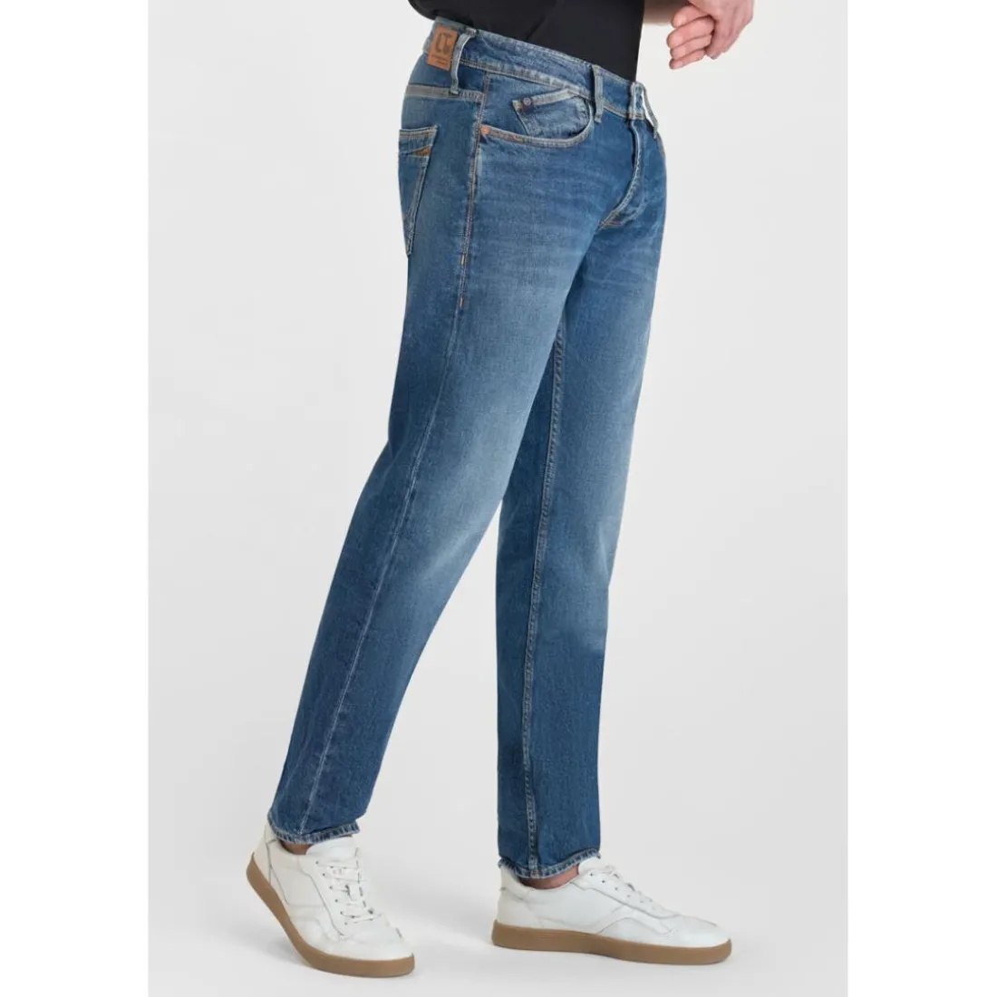 Jeans ajusté stretch 700/11, longueur 34 bleu en coton Micah