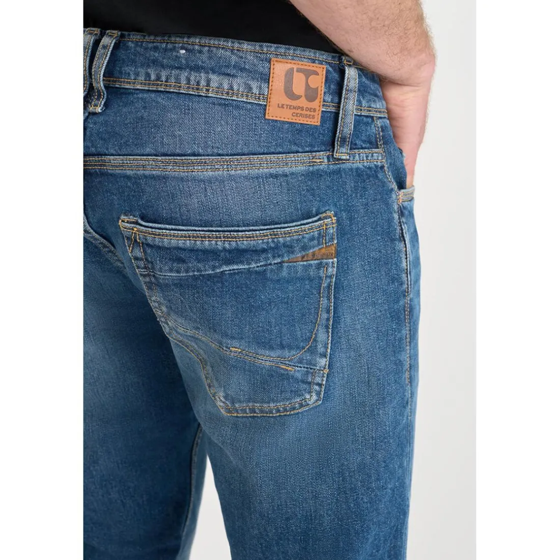 Jeans ajusté stretch 700/11, longueur 34 bleu en coton Micah