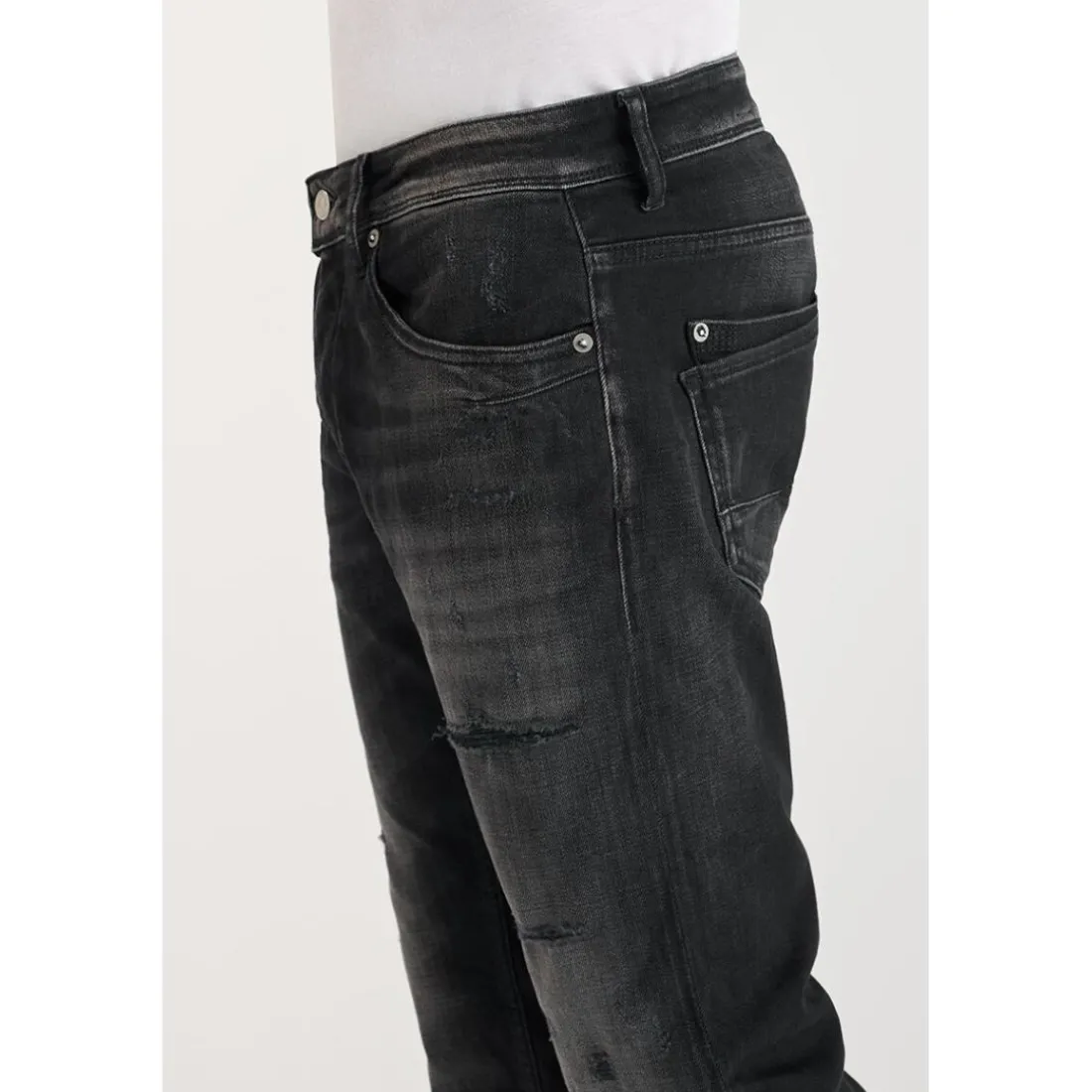 Jeans ajusté stretch 700/11, longueur 34 noir Xander en coton