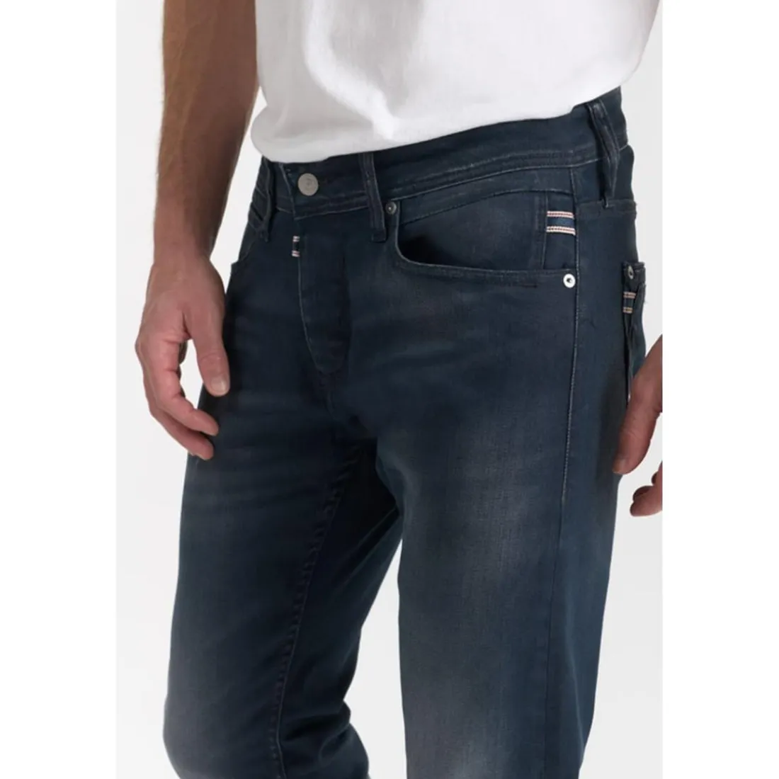 Jeans ajusté stretch 700/11, longueur 34 bleu Yardley en coton