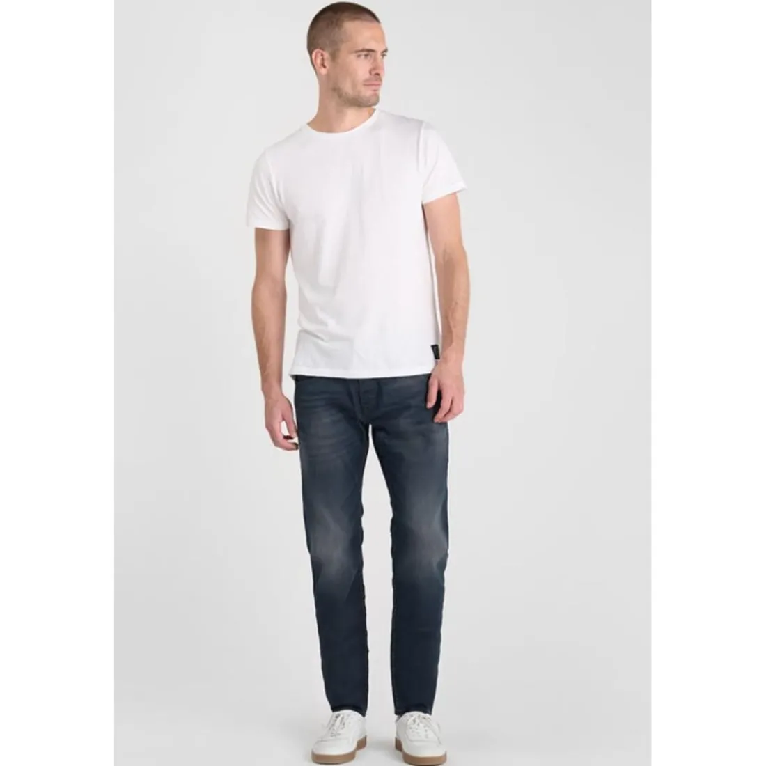 Jeans ajusté stretch 700/11, longueur 34 bleu Yardley en coton