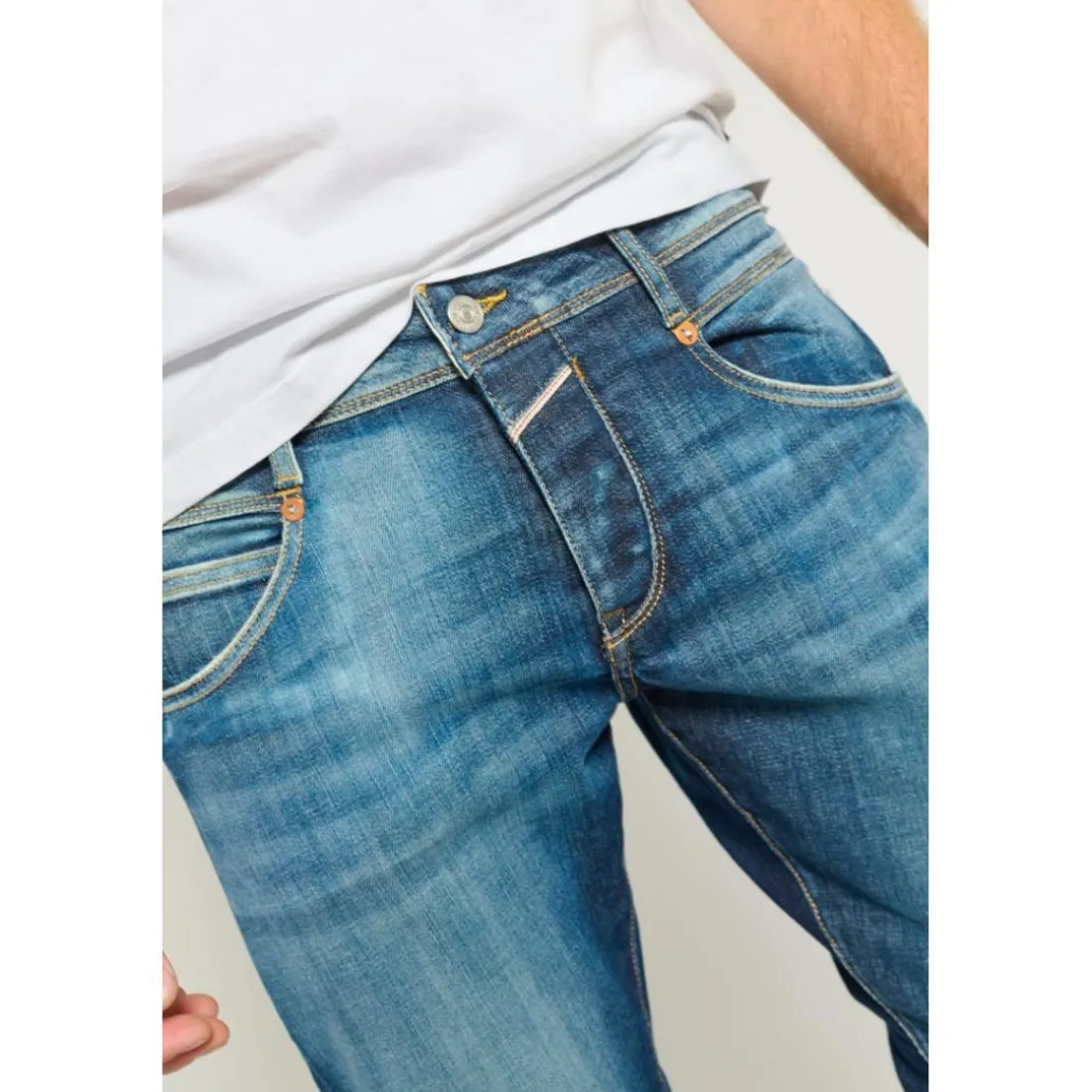 Jeans ajusté stretch 700/11, longueur 34 bleu Sammy en coton