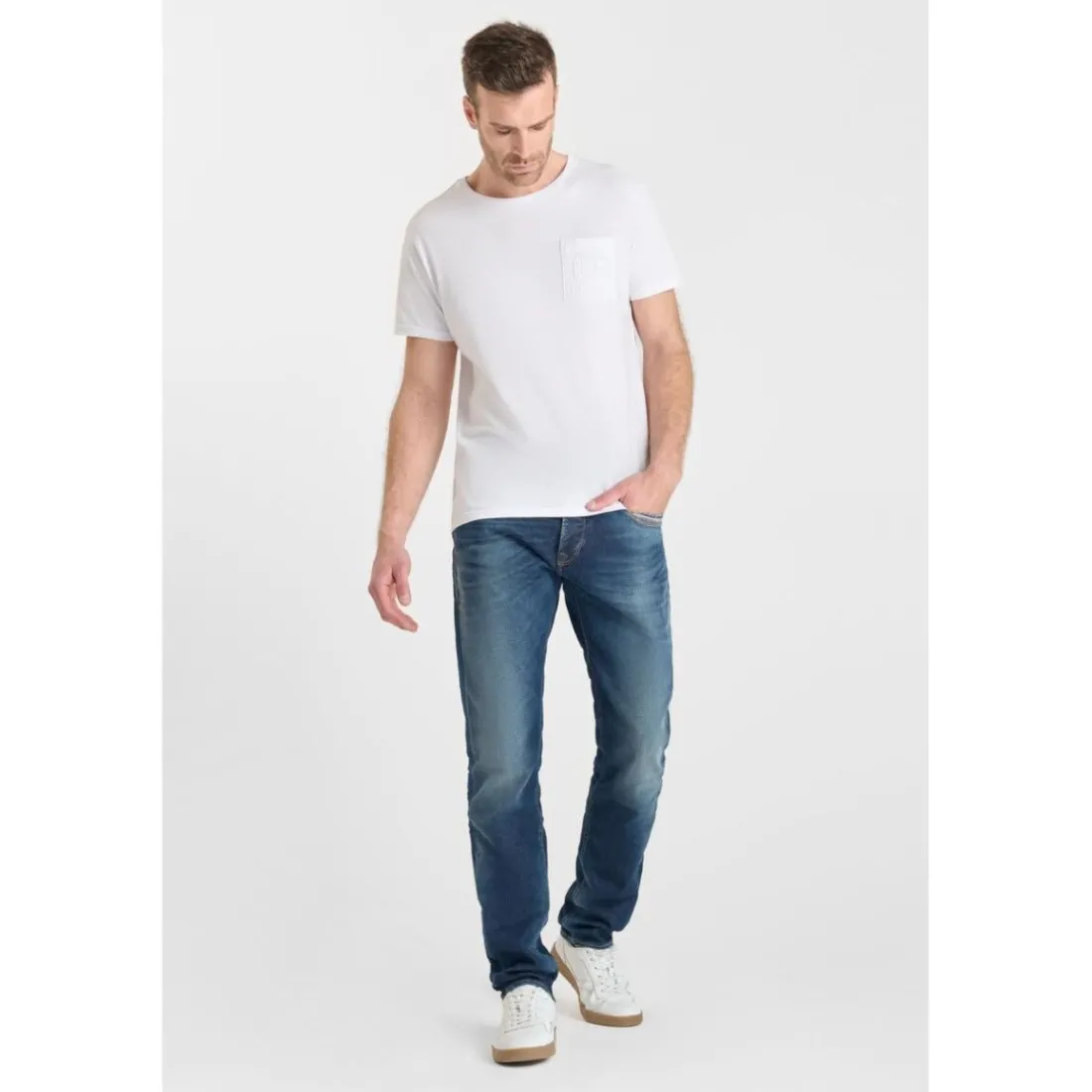 Jeans ajusté stretch 700/11, longueur 34 bleu Lou
