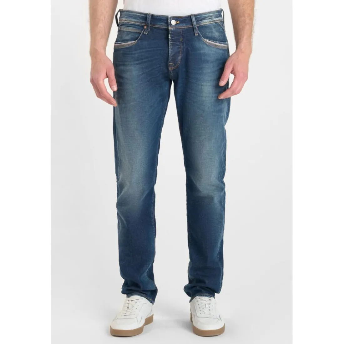 Jeans ajusté stretch 700/11, longueur 34 bleu Lou