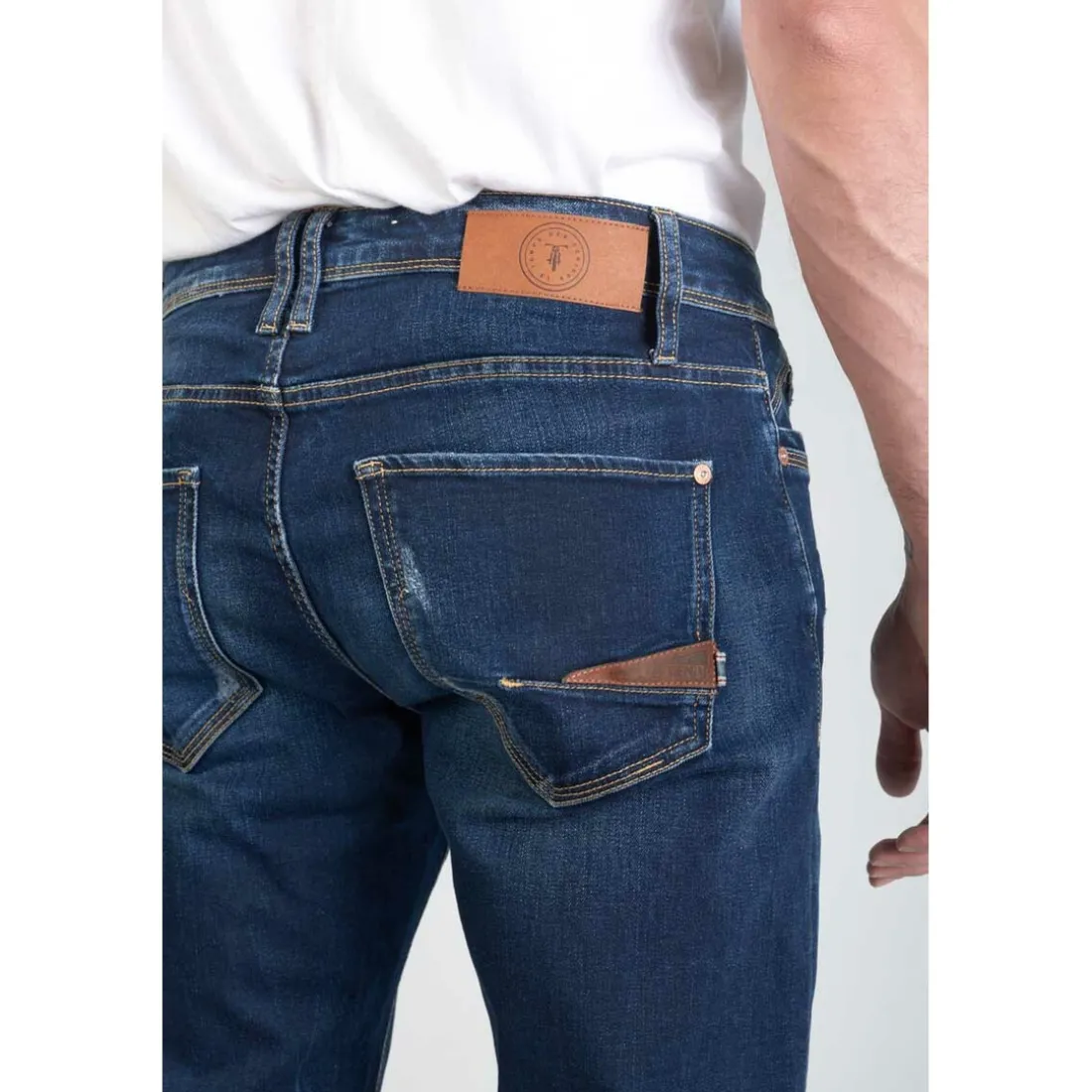 Jeans ajusté stretch 700/11, longueur 34 bleu en coton Troy