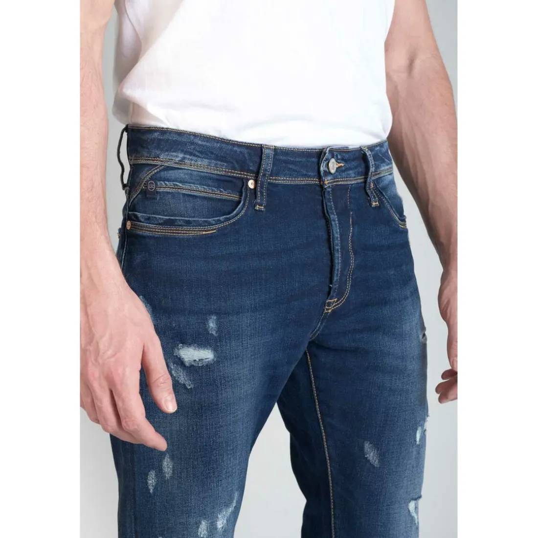 Jeans ajusté stretch 700/11, longueur 34 bleu en coton Troy