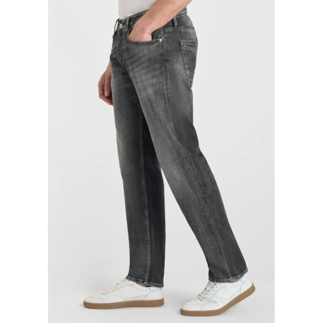 Jeans ajusté stretch 700/11, longueur 34 gris en coton Ryan