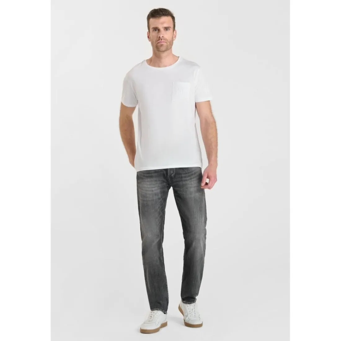 Jeans ajusté stretch 700/11, longueur 34 gris en coton Ryan