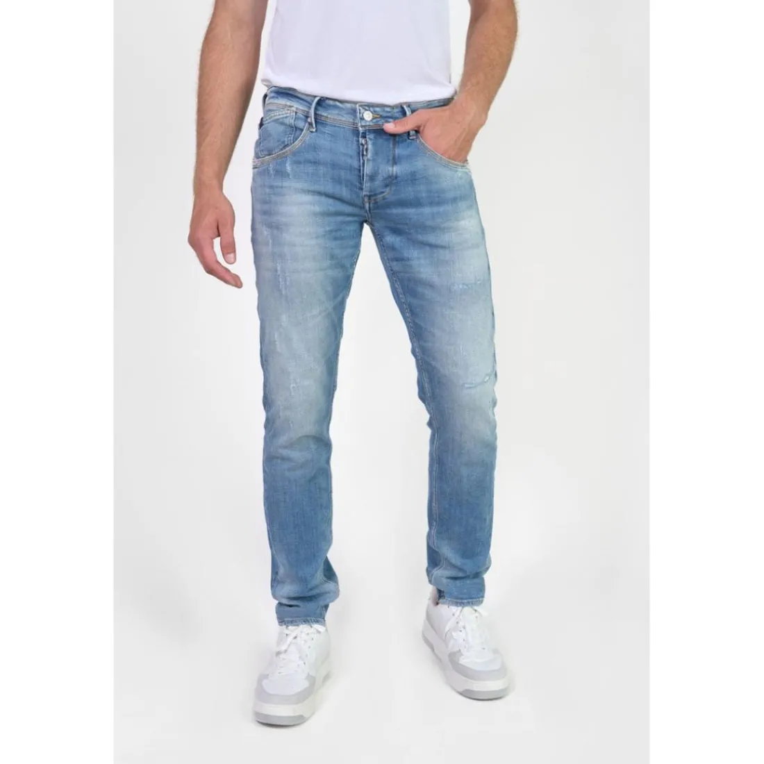 Jeans ajusté stretch 700/11, longueur 34 bleu Moe en coton