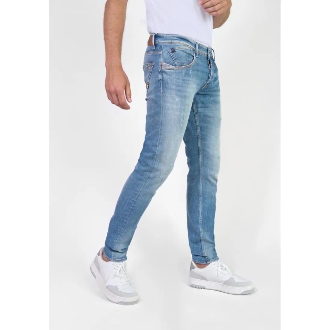 Jeans ajusté stretch 700/11, longueur 34 bleu Moe en coton